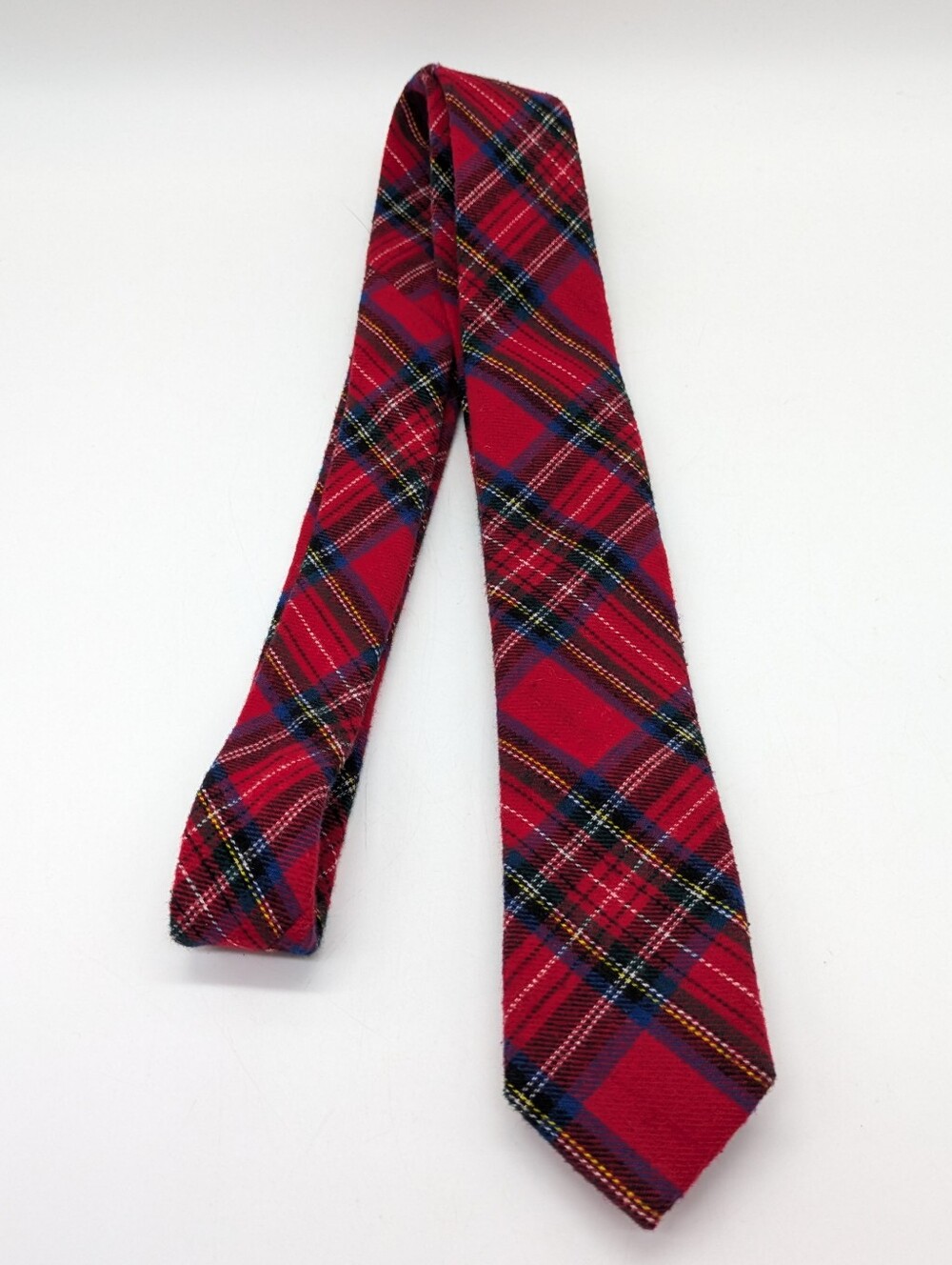 Frank & Buck Red Blue Plaid Cotton Skinny Tie Men's Neck Tie
